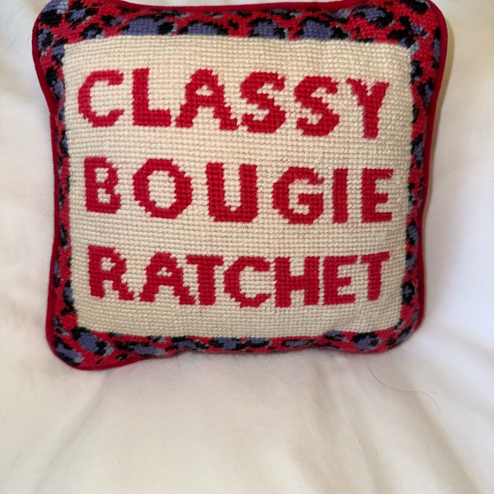 Trendy Text Pillow with Red Accents